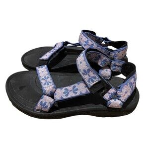 Teva Girls Hurricane Sport Sandals Size 4 Floral Pattern Sole Separating
